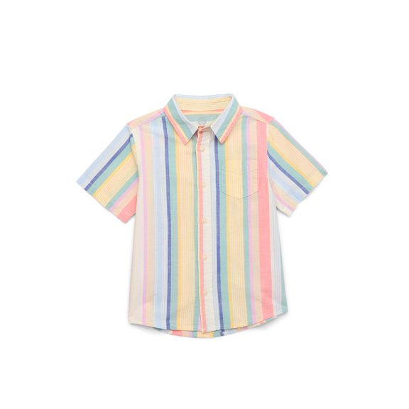 Wonder Nation Toddler Boys Woven Shirt with Short Sleeves, Sizes 12M-5T