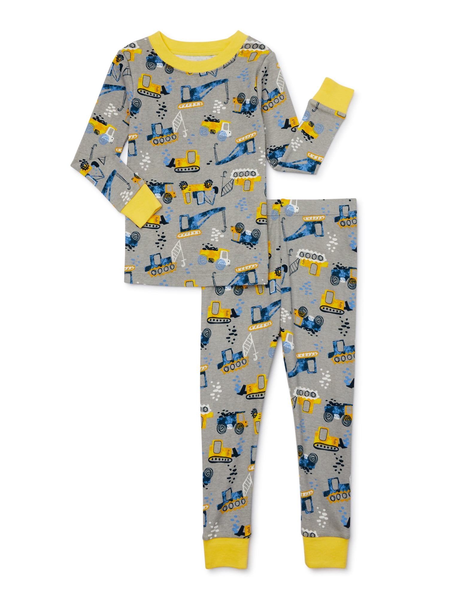 Toddler Cotton Long Sleeve Sleep Tee and Pants Pajama Set, 2-Piece, Sizes 12M-5T