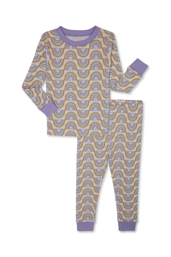 Toddler Cotton Long Sleeve Sleep Tee and Pants Pajama Set, 2-Piece, Sizes 12M-5T