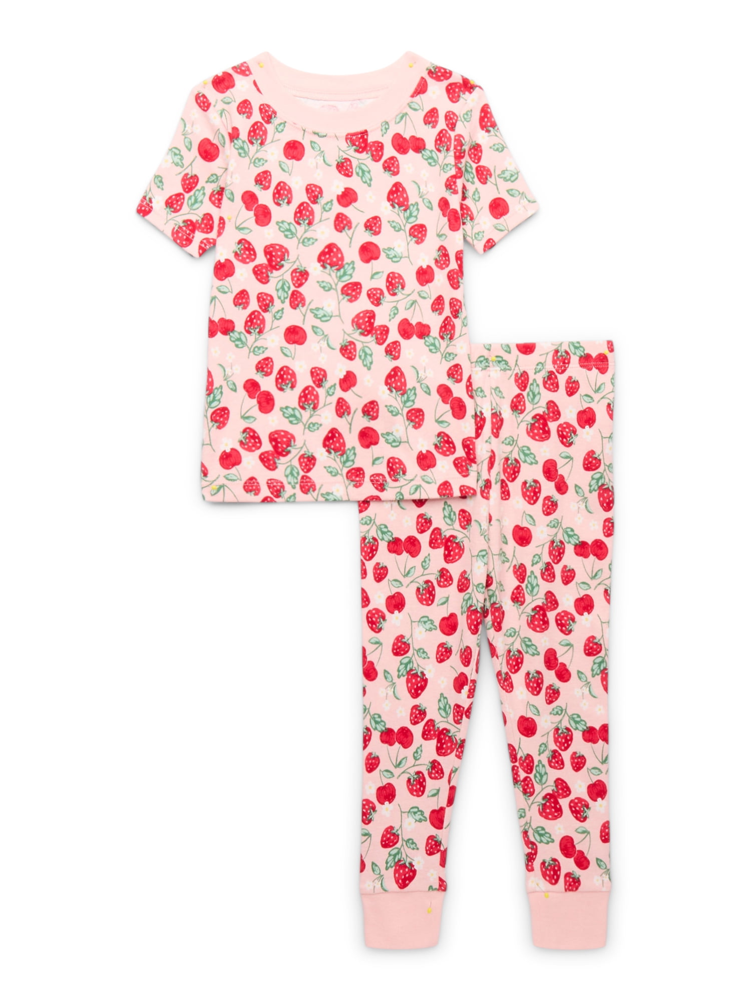 Wonder Nation Toddler Cotton Sleep Tee and Pants Pajama Set, 2-Piece, Sizes 12M-5T