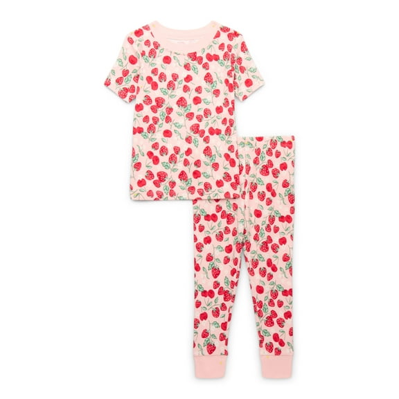 Wonder Nation Toddler Cotton Sleep Tee and Pants Pajama Set, 2-Piece, Sizes 12M-5T