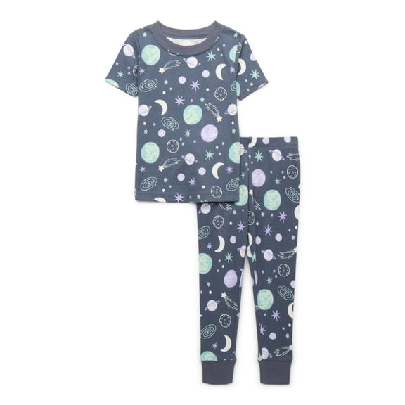 Wonder Nation Toddler Cotton Sleep Tee and Pants Pajama Set, 2-Piece, Sizes 12M-5T