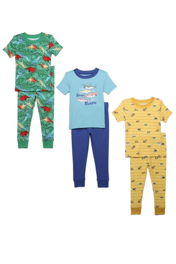 Toddler Boys Cotton Tee and Pants Sleep Set, 3-Pack, Sizes 12M-5T