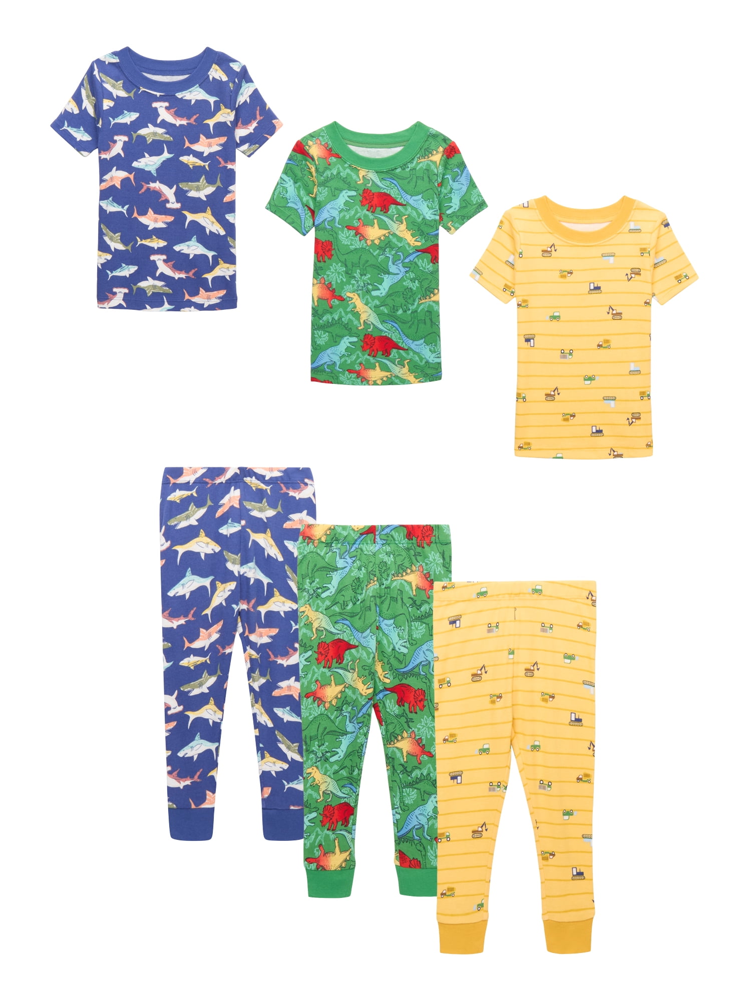 Wonder Nation Toddler Boys Cotton Tee and Pants Sleep Set, 3-Pack, Sizes 12M-5T