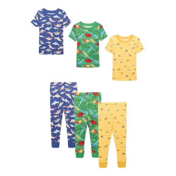 Wonder Nation Toddler Boys Cotton Tee and Pants Sleep Set, 3-Pack, Sizes 12M-5T