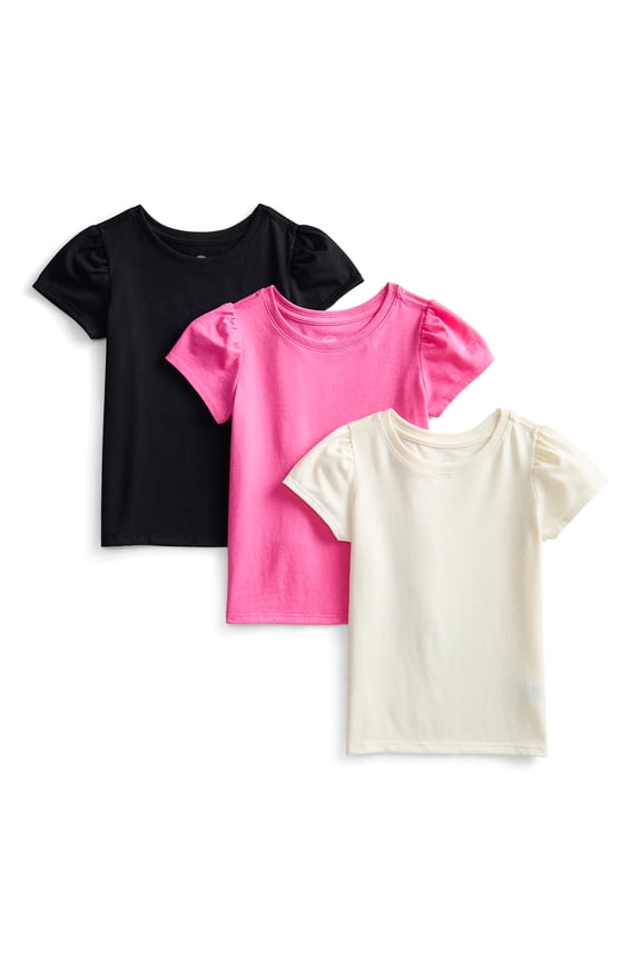 Toddler Girls Tees with Short Sleeves, 3-Pack, Sizes 18M-5T
