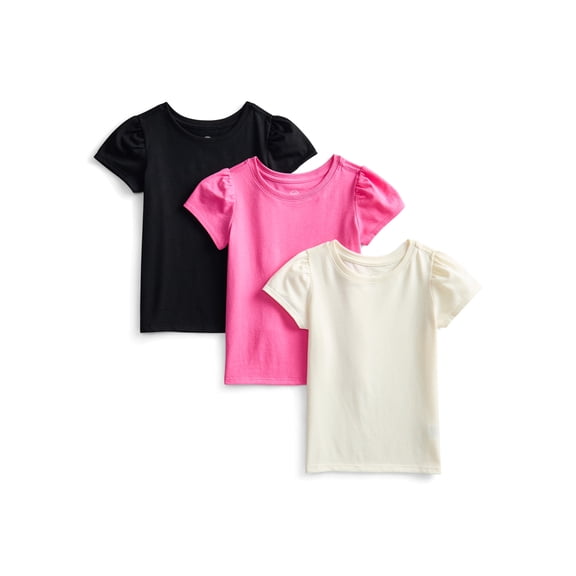 Wonder Nation Toddler Girls Tees with Short Sleeves, 3-Pack, Sizes 18M-5T
