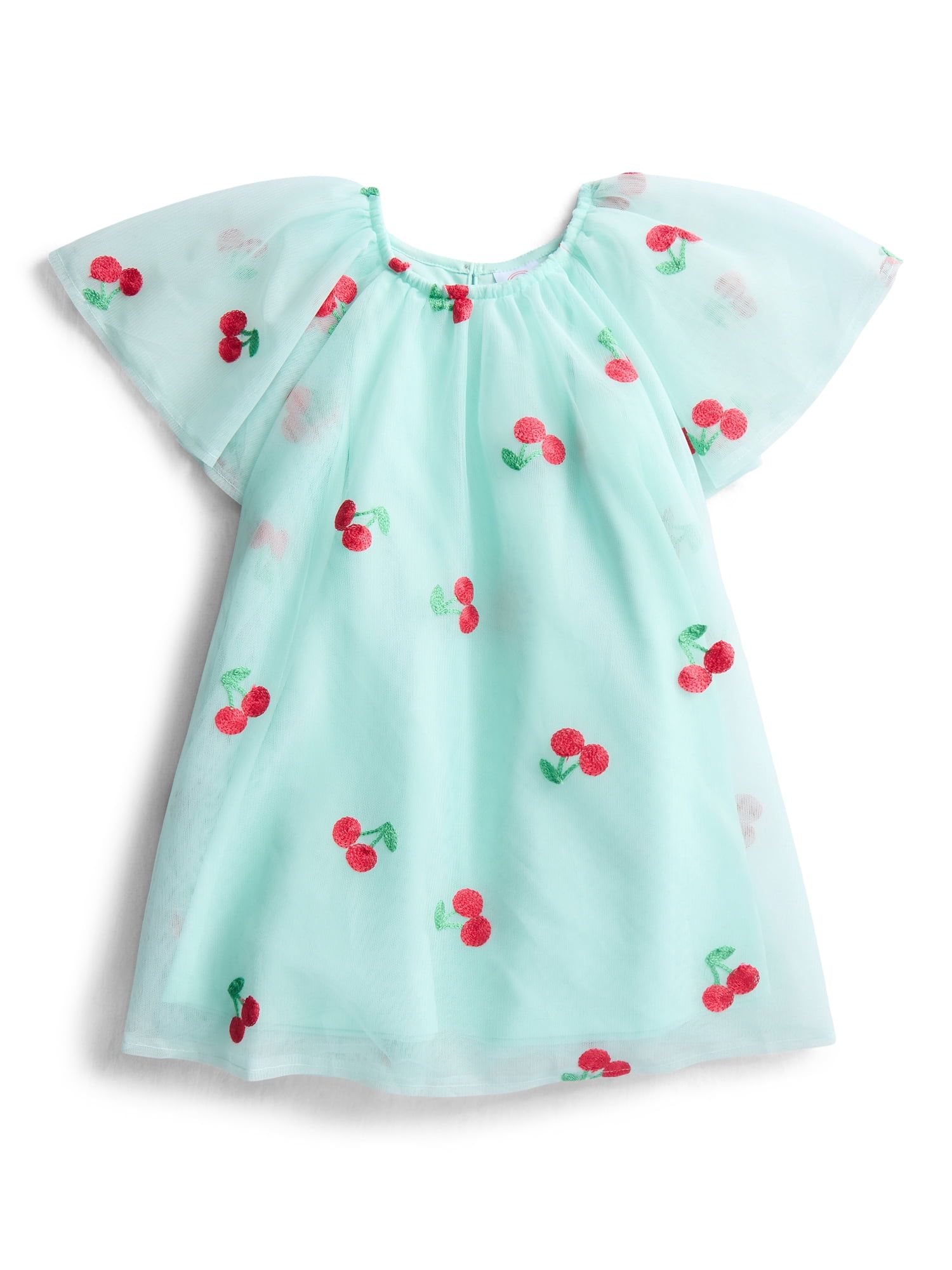 Wonder Nation Toddler Girls Cherry Print Dress with Short Sleeves, Sizes 12M-5T