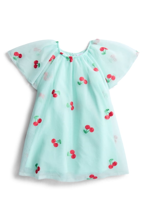 Toddler Girls Cherry Print Dress with Short Sleeves, Sizes 12M-5T
