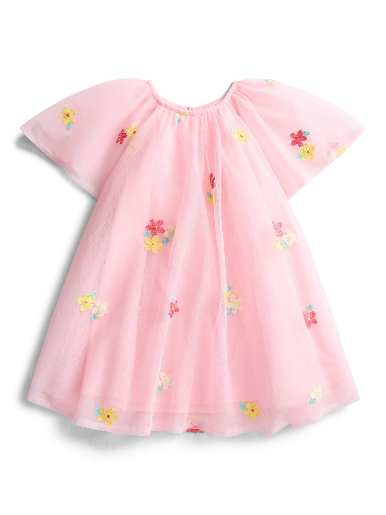 Wonder Nation Toddler Girls Floral Print Dress with Short Sleeves, Sizes 12M-5T