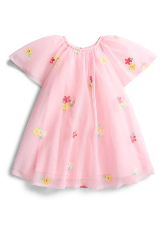 Toddler Girls Floral Print Dress with Short Sleeves, Sizes 12M-5T