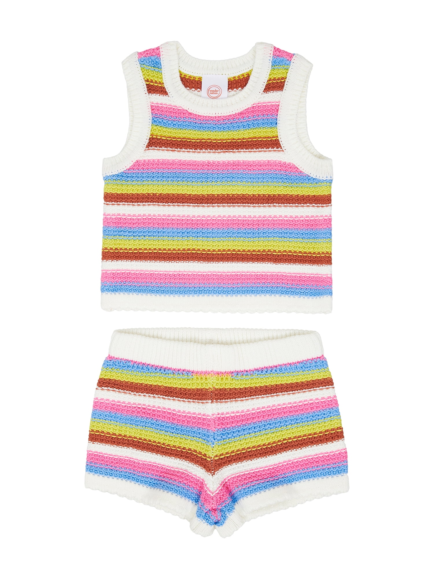 Wonder Nation Toddler Girl Crochet Tank and Short Set, Sizes 12M-5T
