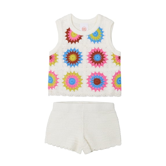 Wonder Nation Toddler Girl Crochet Tank and Short Set, Sizes 12M-5T
