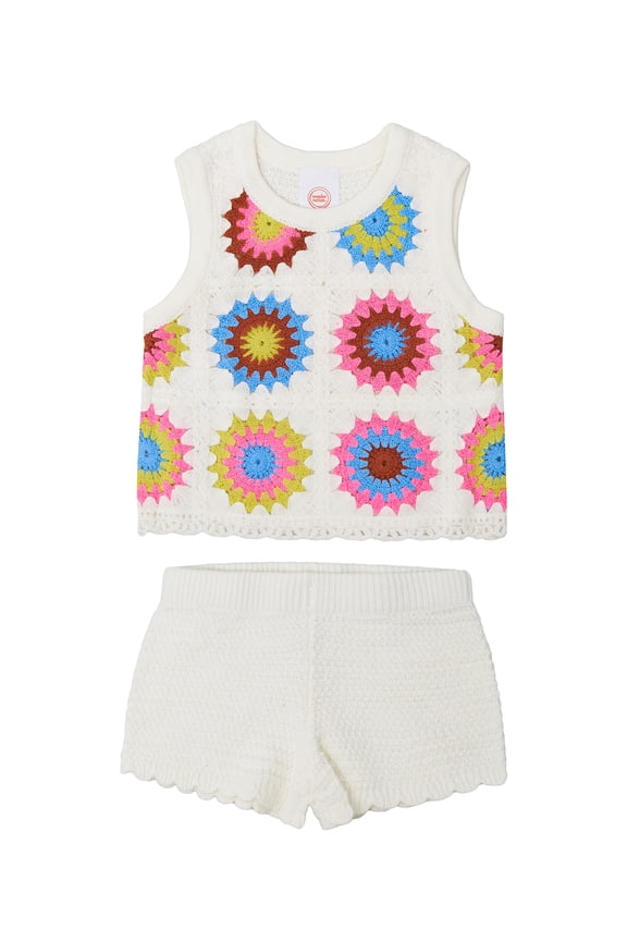 Toddler Girl Crochet Tank and Short Set, Sizes 12M-5T