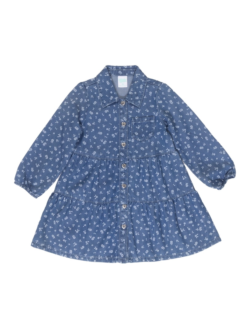 Wonder Nation Toddler Girl Denim Dress, Sizes 12m-5t, Toddler Girl's, Size: 2T, Blue