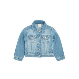 【WONDER WONDER】Justoon Hood Layered Denim Cropped Jacket Wonder Nation Girls Distressed Denim Jacket, Sizes 4-18