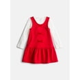 thumbnail image 1 of Wonder Nation Toddler Girls Bow Front Dress and Ribbed Tee, 2 Piece, Sizes 12M-5T, 1 of 3