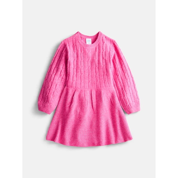 Wonder Nation Toddler Girls Knit Dress with Long Sleeves, Sizes 12M-5T