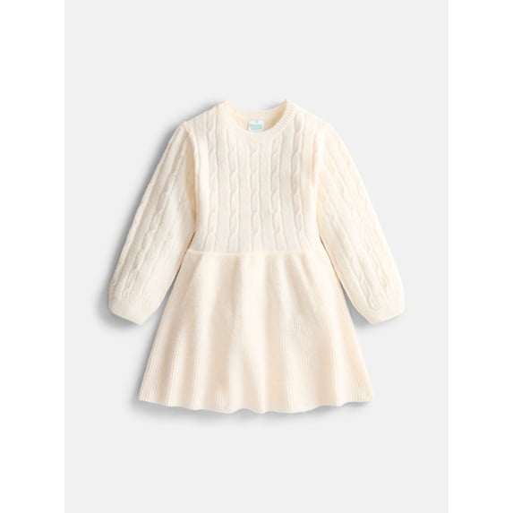 Wonder Nation Toddler Girls Knit Dress with Long Sleeves, Sizes 12M-5T