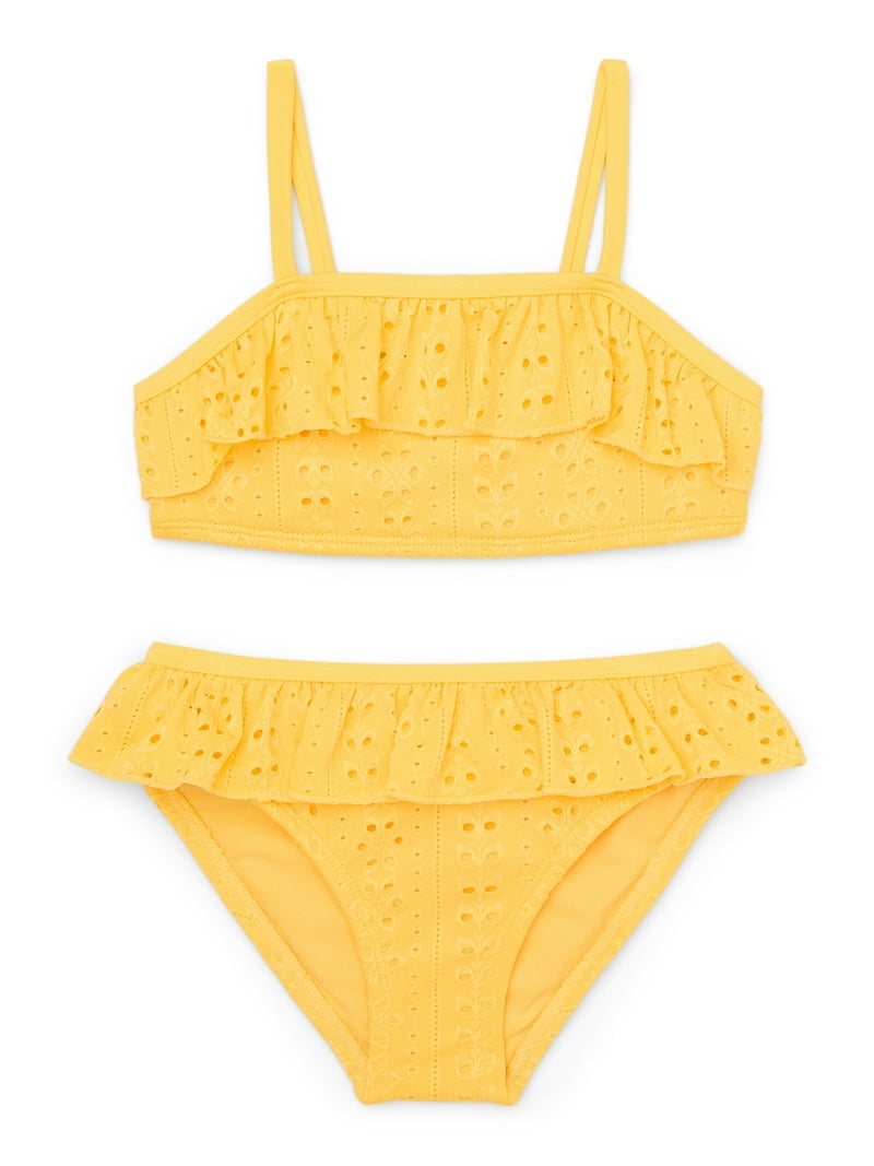 yunn⭐︎kids Wonder Nation Toddler Girl Eyelet Ruffle Bikini Swimsuit