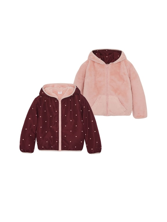 Toddler Girl Faux Fur Reversible Jacket, Sizes 12M-5T