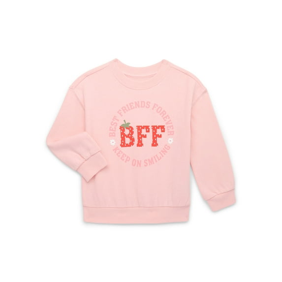 Wonder Nation Toddler Girl Fleece Crew Neck Top, Single Pack, Sizes 12M-5T