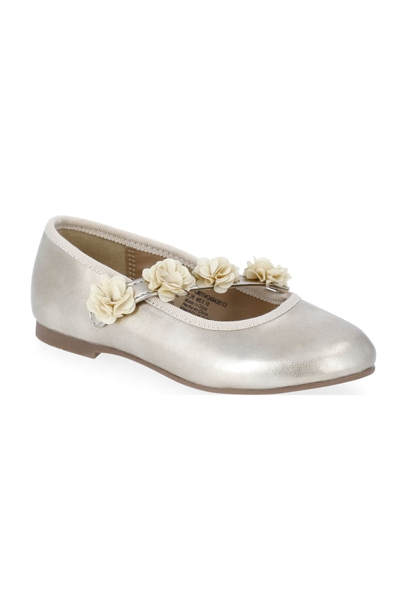 Toddler Girls Ballet Dress Flats with Floral Strap