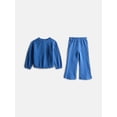 thumbnail image 1 of Wonder Nation Toddler Girls Embossed Crewneck Top and Flare Pants Set, Sizes 12M-5T, 1 of 5