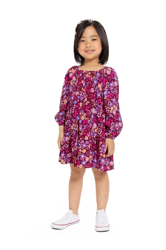 Toddler Girl Long Sleeve Floral Printed Dress, Sizes 12M-5T