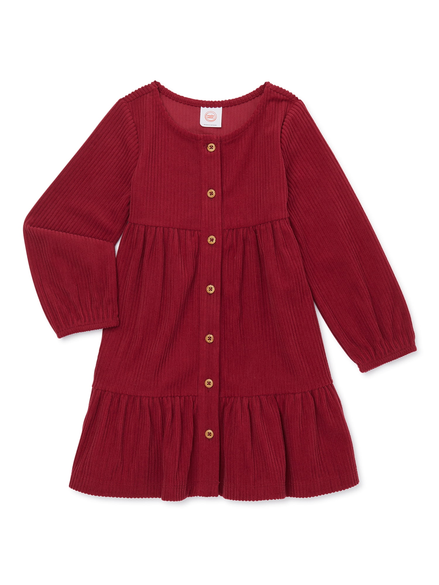 KIDS HI-LOW BLOUSON SLEEVE DRESS  4-10 WOODBLOCK WONDER