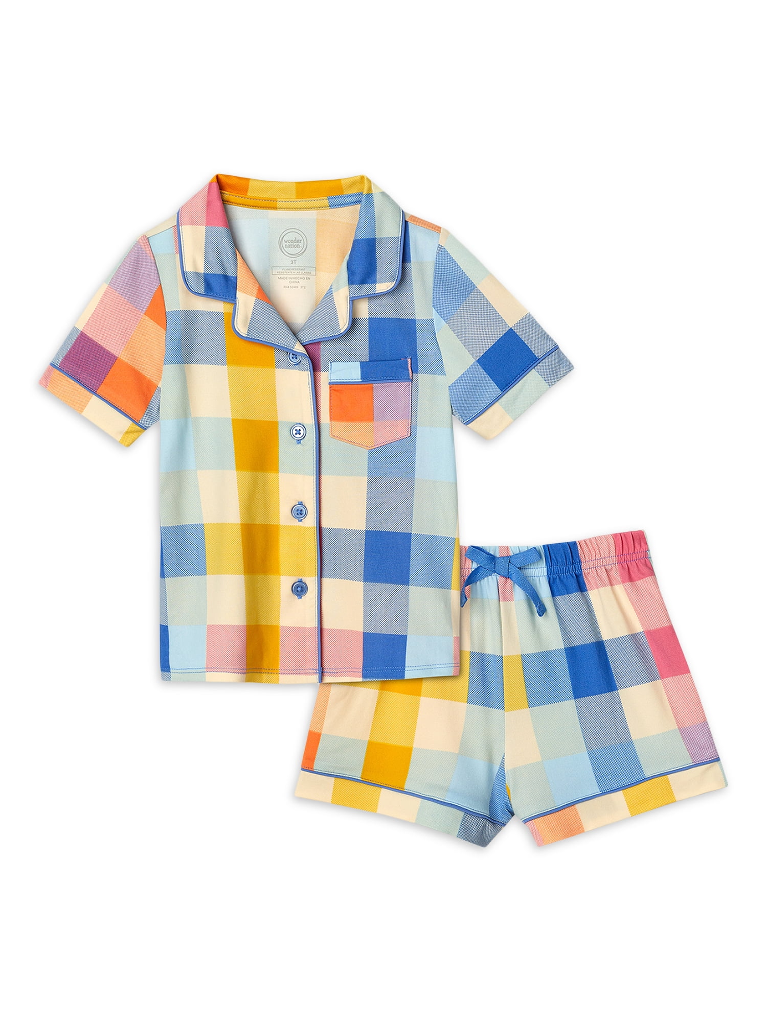 Wonder Nation Toddler Girl Pajama Set, 2Piece, Sizes 2T5T