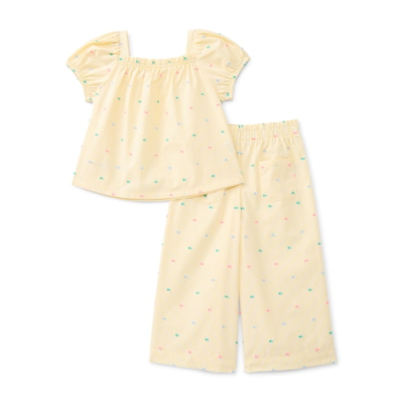 Wonder Nation Toddler Girls' Striped Top and Wide Leg Pants Set, 2-Piece, Sizes 12M-5T