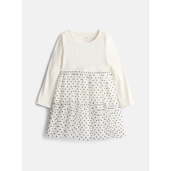 Wonder Nation Toddler Girls Party Dress with Long Sleeves, Sizes 12M-5T