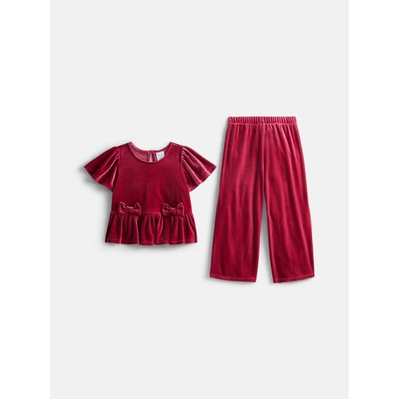 Wonder Nation Toddler Girls Top and Pants Party Set, 2-Piece, Sizes 12M-5T