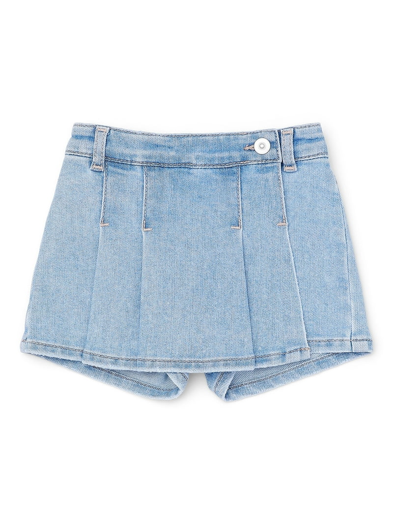 Wonder Nation Toddler Girl Pleated Stretch Denim Skirt with