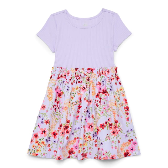 Wonder Nation Toddler Girls Poplin Dress, Sizes 12M-5T
