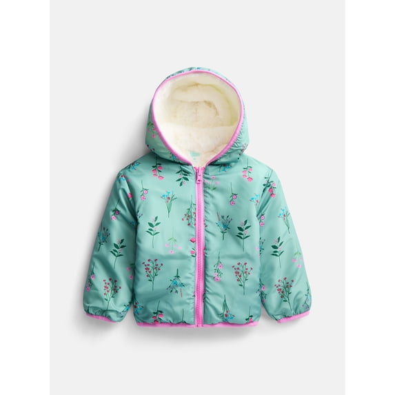 Wonder Nation Toddler Girls Reversible Faux Fur Jacket, Sizes 12M-5T