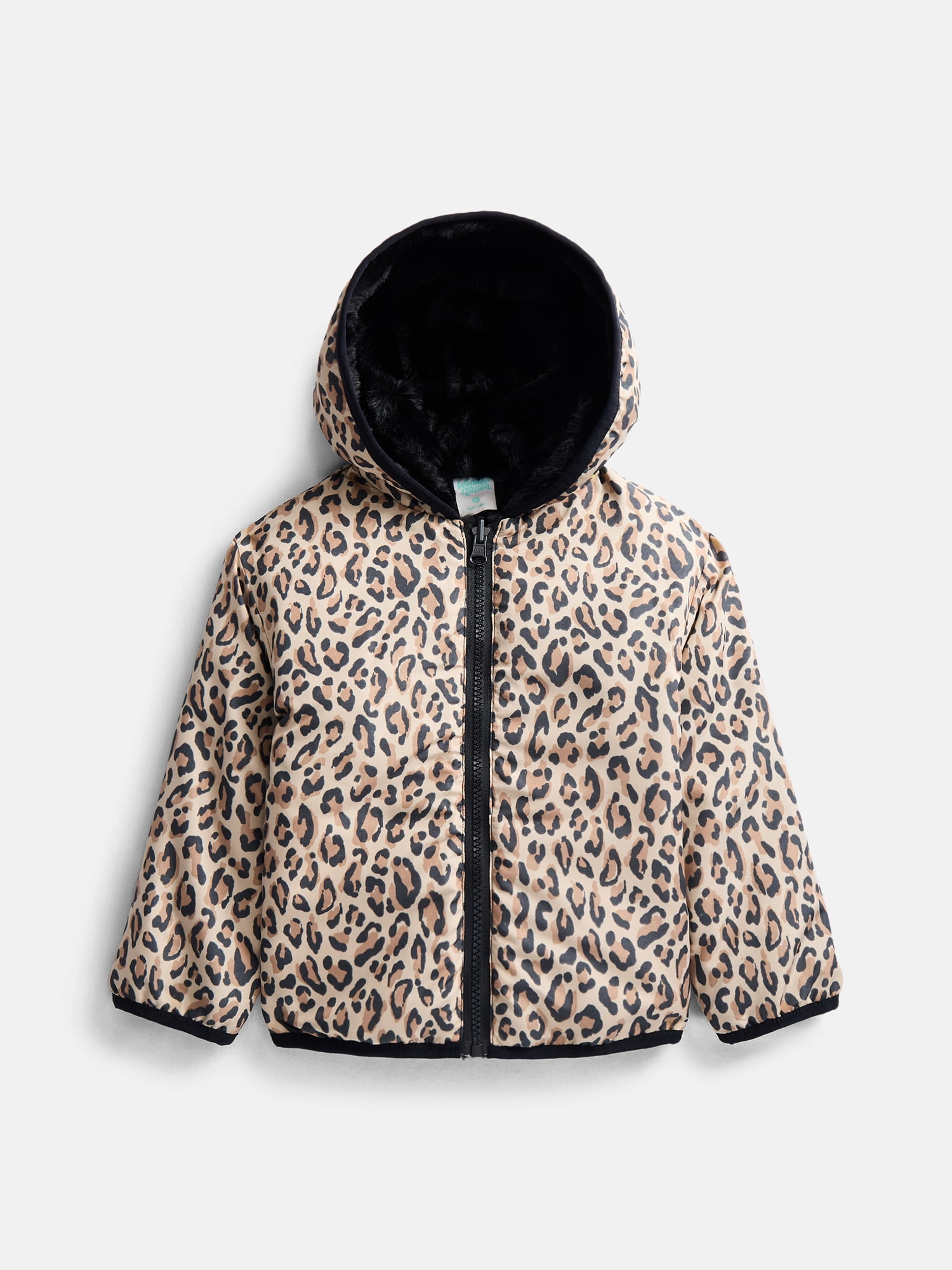 Wonder Nation Toddler Girls Reversible Faux Fur Jacket, Sizes 12M-5T