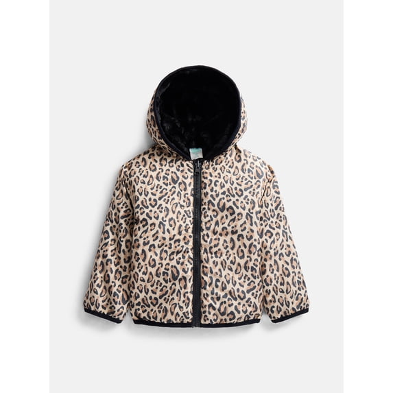 Wonder Nation Toddler Girls Reversible Faux Fur Jacket, Sizes 12M-5T