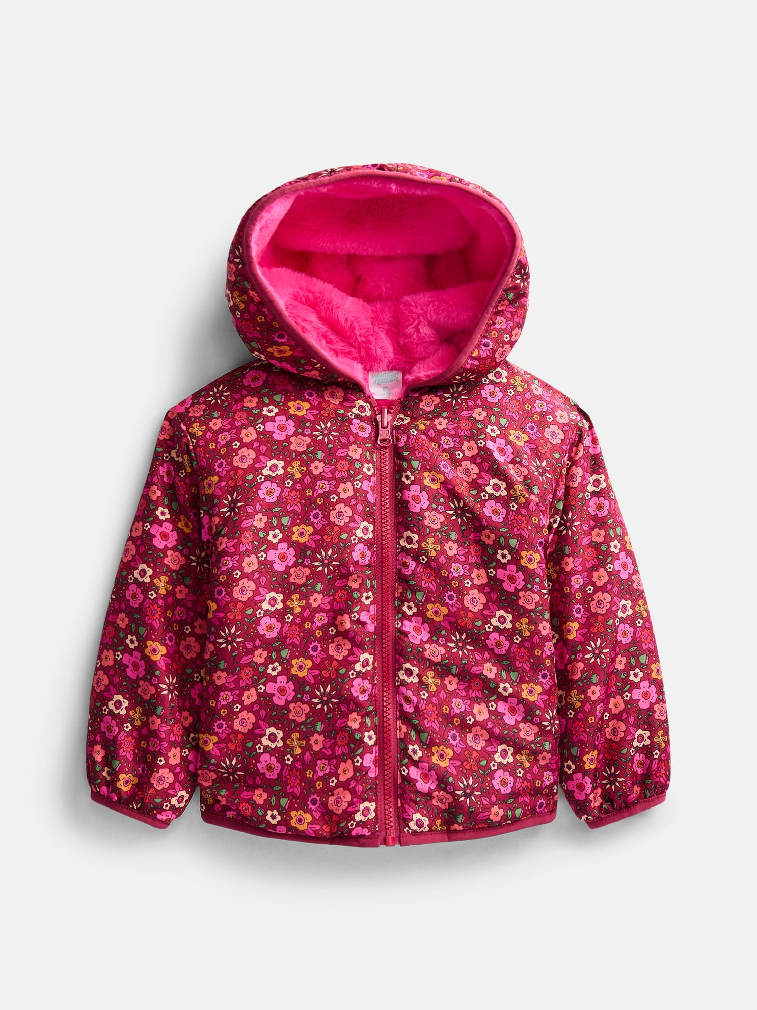 Wonder Nation Toddler Girls Reversible Faux Fur Jacket, Sizes 12M-5T