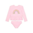 thumbnail image 1 of Wonder Nation Toddler Girl Ruffle Rash Guard Swim Set, Two-Piece, Size 12M-5T, 1 of 3