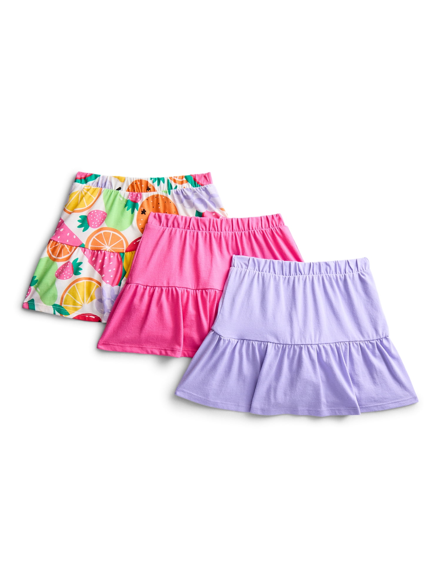 Wonder Nation Toddler Girls Ruffle Scooter Skirt, 3-Pack, Sizes 18M-5T