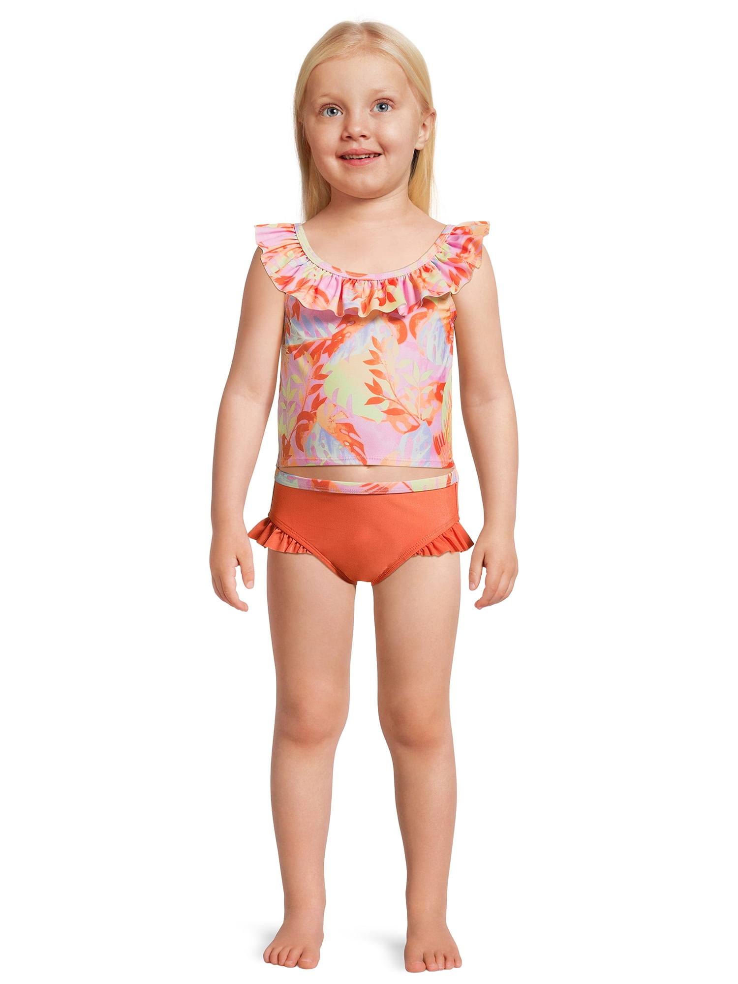 Wonder Nation Toddler Girl Ruffle Strap Tankini Swimsuit, Sizes 12M-5T