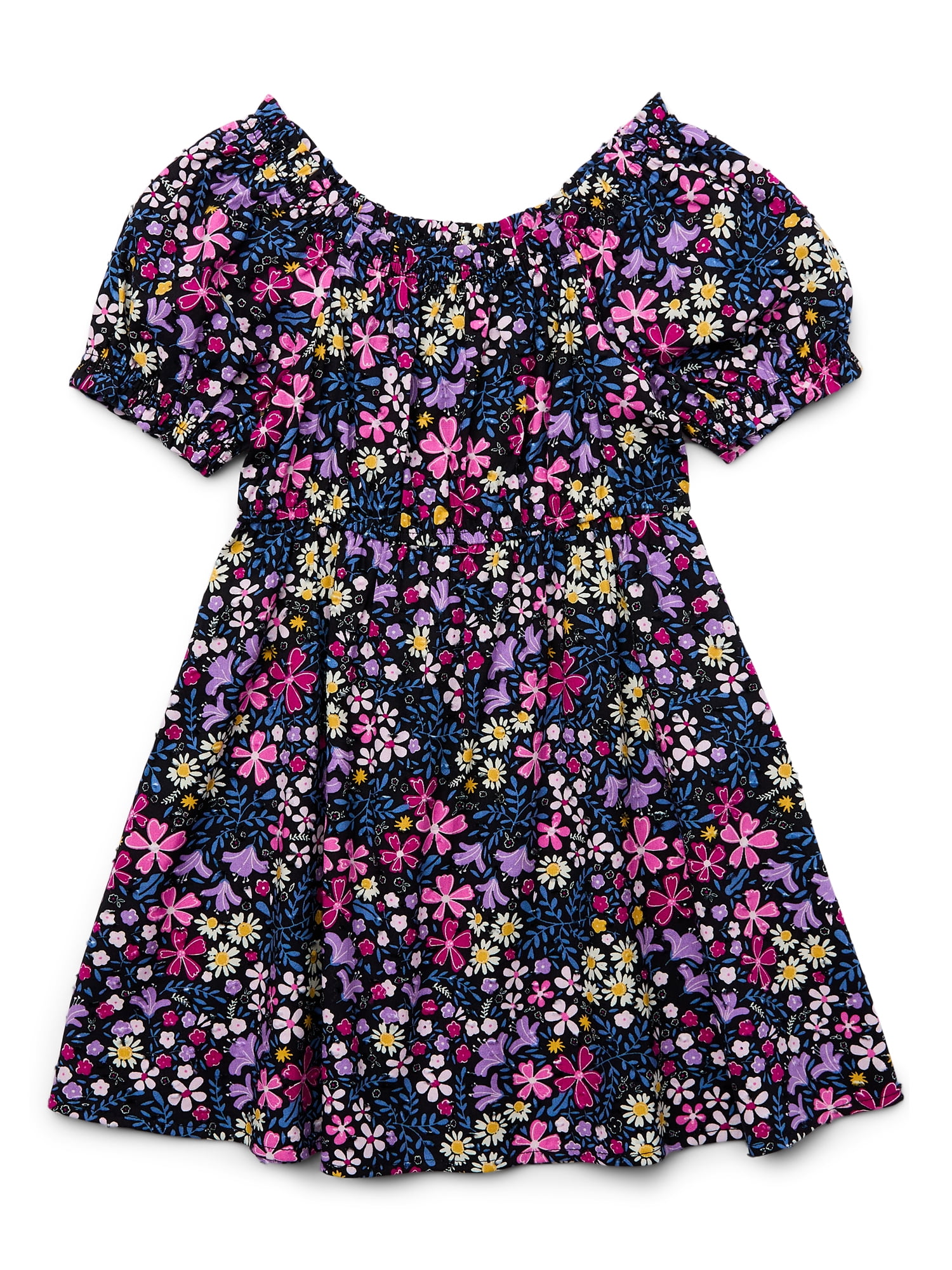 KIDS HI-LOW BLOUSON SLEEVE DRESS  12-14 WOODBLOCK WONDER