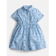 Wonder Nation Toddler Girls' Button Front Cotton Shirtdress with Short Sleeves, Sizes 12M-5T