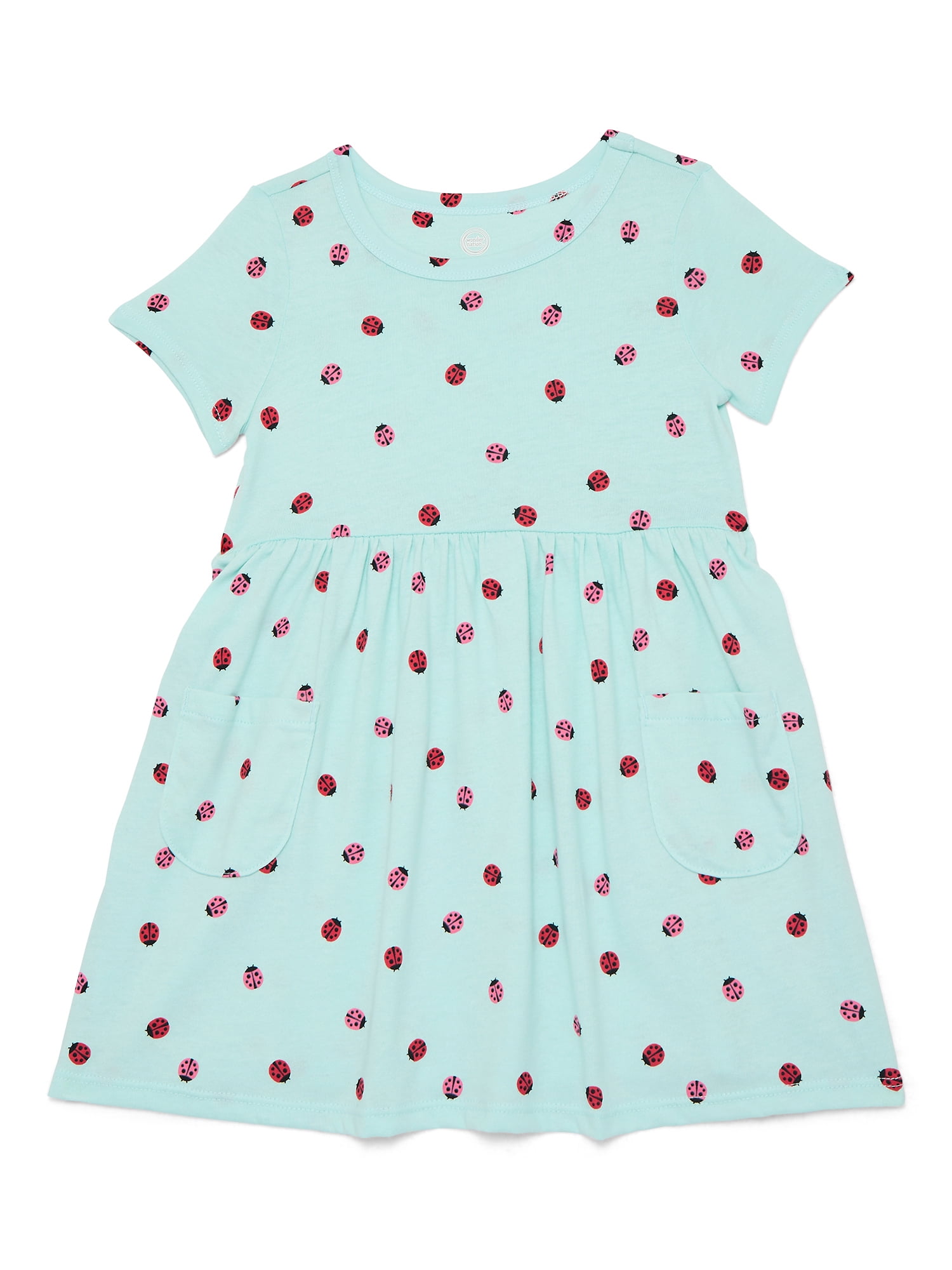 Wonder Nation Baby and Toddler Girls Play Dress with Short Sleeves, Sizes 0/3M-5T