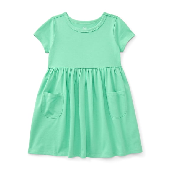 Wonder Nation Toddler Girls Play Dress with Short Sleeves, Sizes 12M-5T