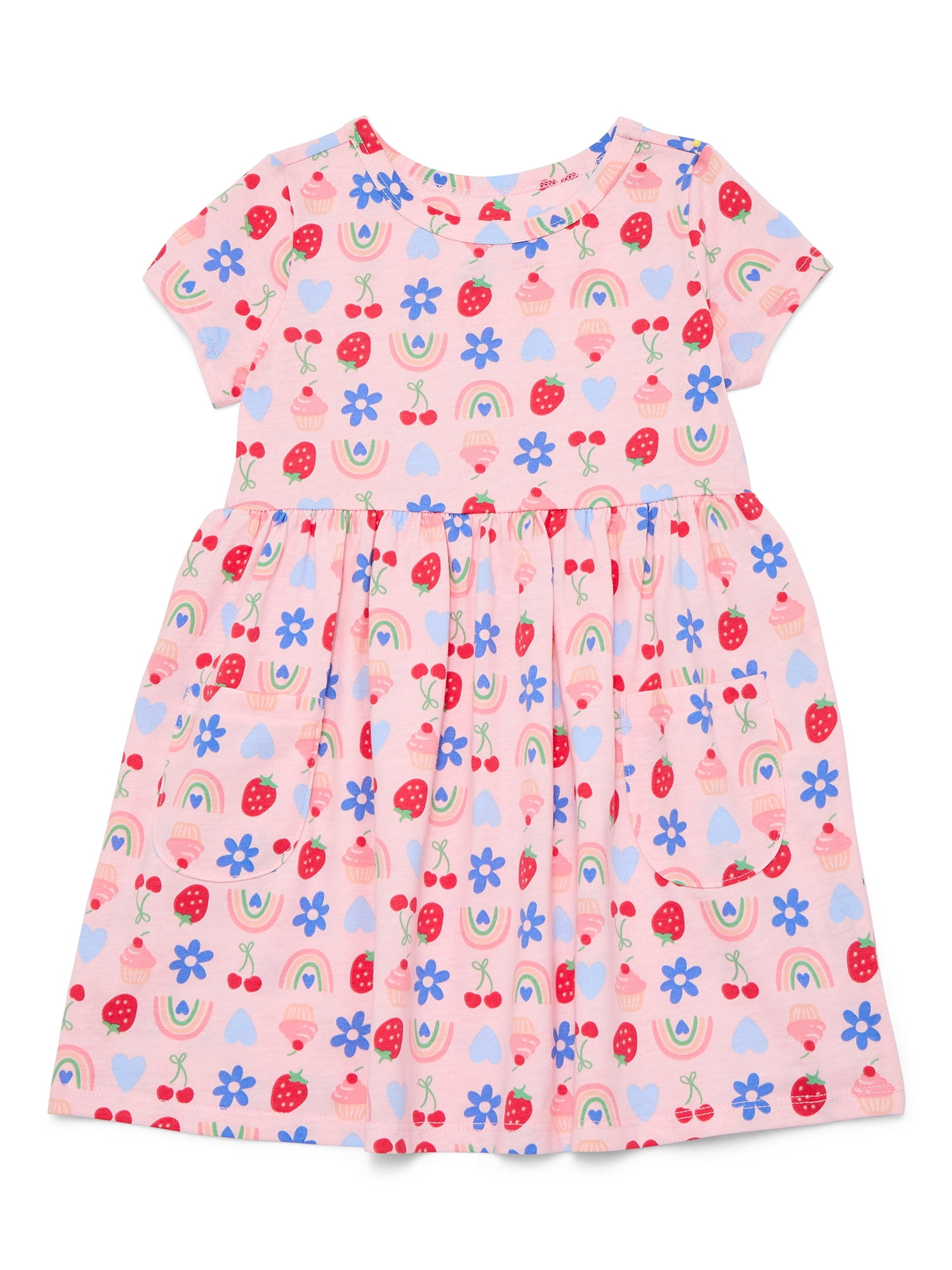 Wonder Nation Baby and Toddler Girls Play Dress, Short Sleeves, Sizes 0/3M-5T
