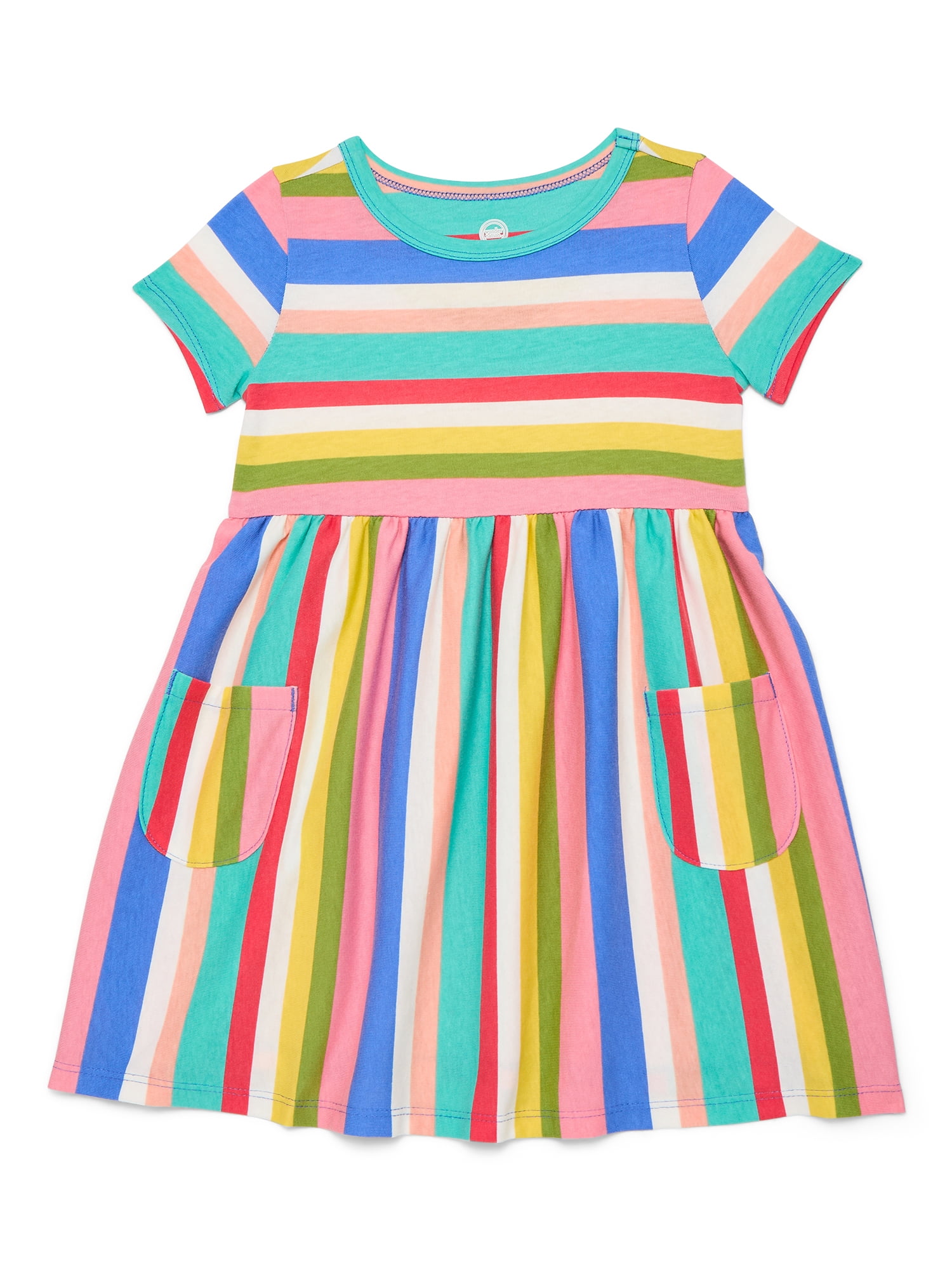 Wonder Nation Baby and Toddler Girls Play Dress, Short Sleeves, Sizes 0/3M-5T