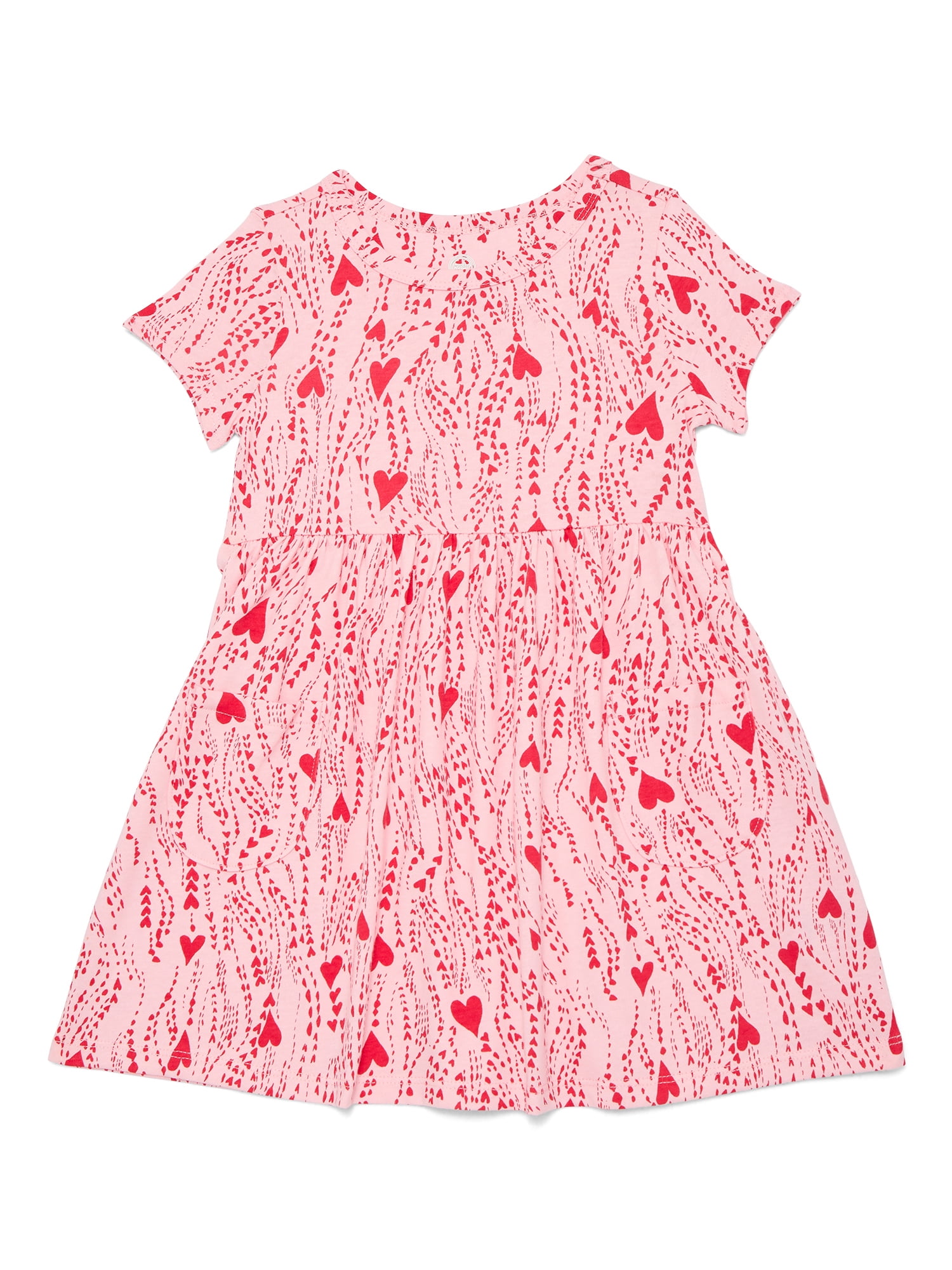 Wonder Nation Baby and Toddler Girls Play Dress with Short Sleeves, Sizes 0/3M-5T